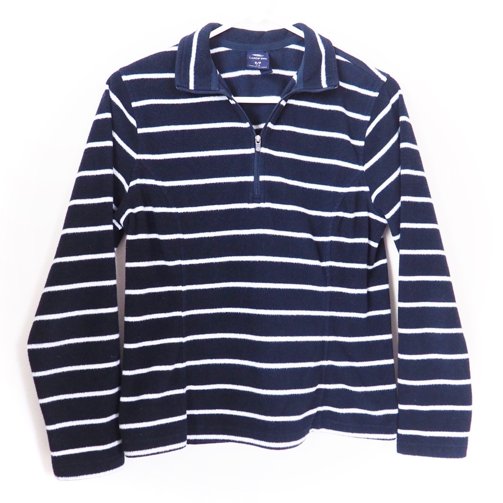 Lands’ End Striped Fleece Quarter Zip